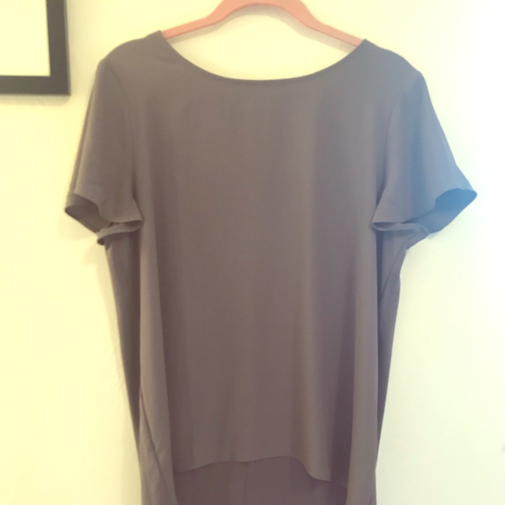 Charcoal Gray Ann Taylor Short Sleeve Blouse